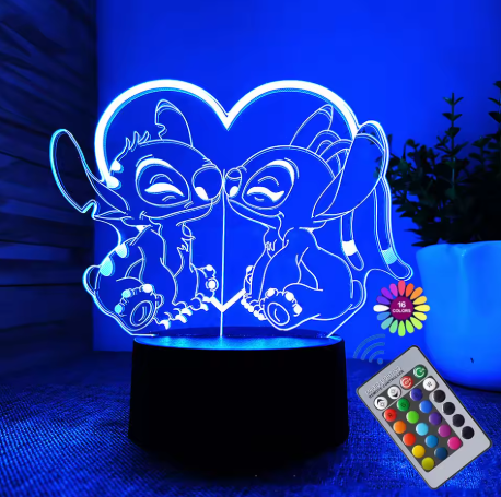 Lampa Stitch & Lilo Kiss 3D cu telecomandă