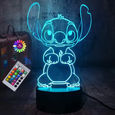 Lampa Stitch 3D cu telecomandă